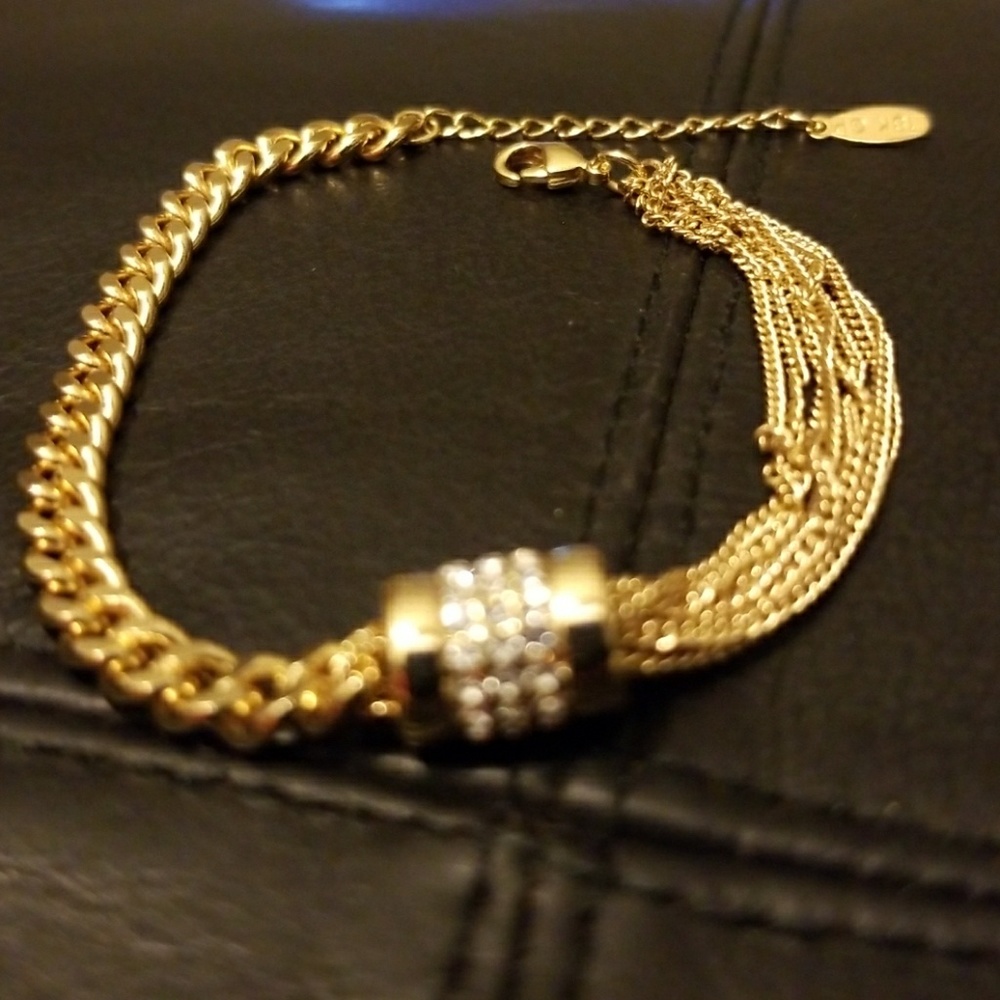 New Swarovski Crystal & Gold Pave-set  Bracelet
